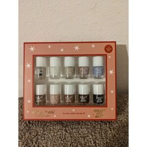 Merry Mani Holler and Glow Nail Polish Set 10 Piece Nude‎ Festive Colors NIB